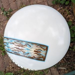 Fused Art Stained Glass Shallow Bowl Moon Abstract Modernist